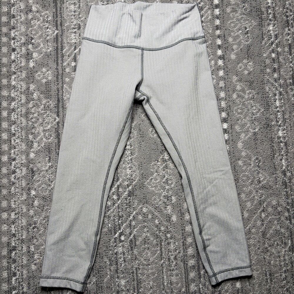 Lululemon Wunder Under Crop Pant Heathered Herringbone Heathered White Size 10